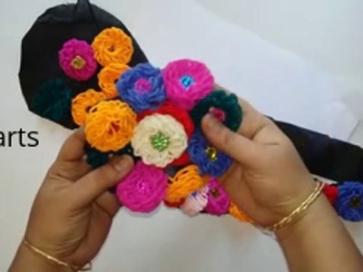 How to make poola jada with crochet flowers || kids hair accessories