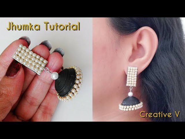 How to Make Quilling Jhumka. Quilling Earrings. Tutorial. Paper Base Stud