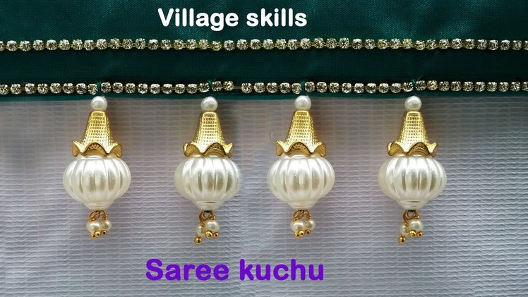 How to make saree kuchu l DIY l saree tassels making with pearls &loreals l saree kuchu design # 30