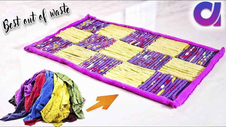 How to Reuse Your Old Clothes to make rugs, carpet, table mat | clothes recycling | Artkala 255