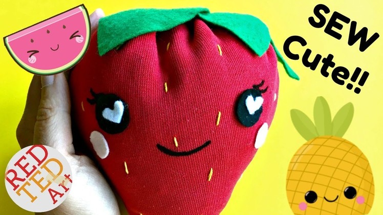 How to Sew a Strawberry Plushie   Easy Sewing Project DIYs   Upcycled DIY