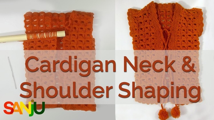 How to shaping Neck and Shoulder in Cardigan (JALIDAR cardigan design).  Part 2