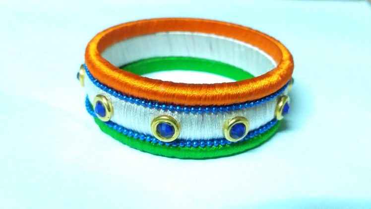 Independence day special. Instant Tri color Silk Thread Bangle Making Tutorial. DIY Bangle
