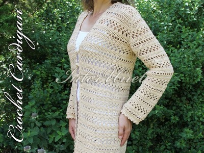Long-sleeve cardigan jacket – crochet long top