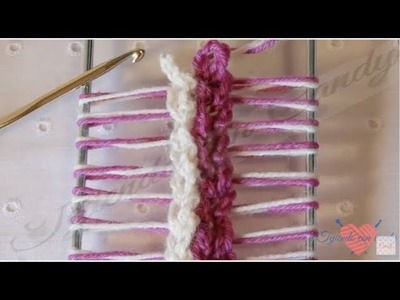 Multicolor cadenitas doble con horquilla y crochet. hairpin lace with a double chain (multicolored)