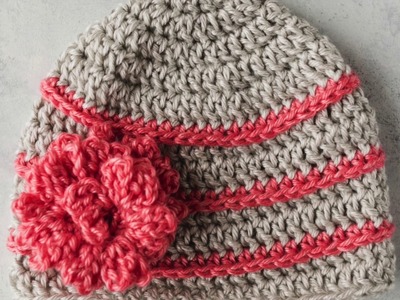 Quick Crochet Flower Hat Tutorial