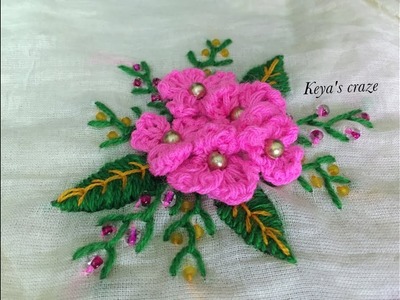 Star crochet stitch hand embroidery by detached buttonhole stitch |Keya's craze|  hand embroidery-55