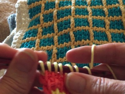 Tunisian Crochet: Afghan Sampler Block 49 (Framed Squares-left hand)