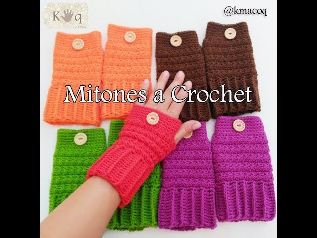 Tutorial mitones (guantes sin dedo) a crochet. How to knit  fingerless gloves