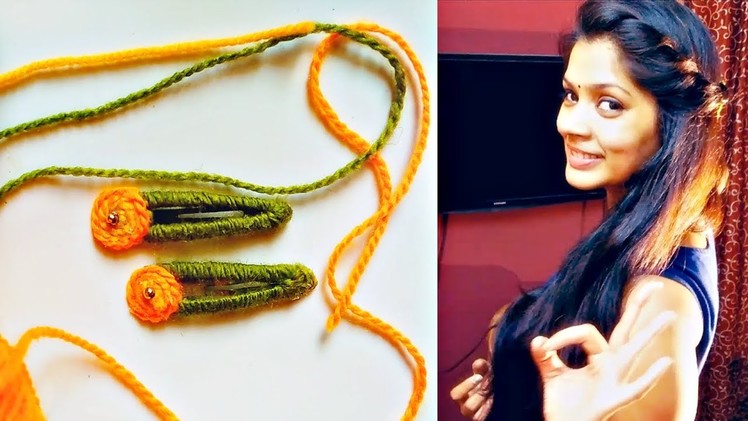 Use wool to make old hair clips new | How to make 5 minutes Hair accessories