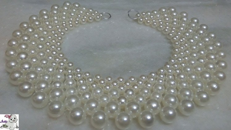 #1 How to make Pearl Beaded Necklace || Diy || Jewellery Making