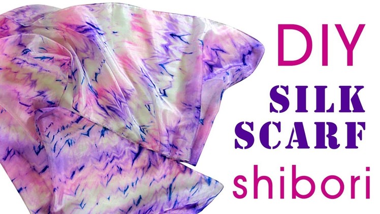 DIY Arashi Japanese Shibori Tie Dye Techniques How to dye fabric Silk scarf fold painting tutorial