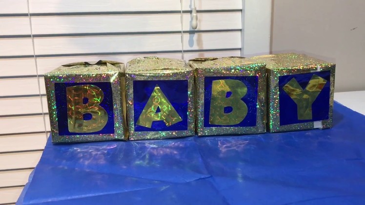 DIY Baby Shower Blocks (dollar store edition)| How to make INEXPENSIVE centerpieces