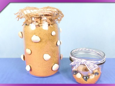 DIY How to make candle jar and coin bank with sand and seashells (ENG Subtitles) - Speed up #380