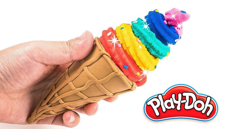 DIY How to Make Play Doh Ice Cream Rainbow Waffle Cone Food Modelling Clay for Kids Children
