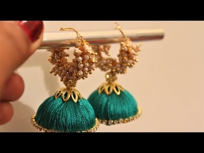 DIY || how to make silk thread jhumka hoop earrings at home || DIY hoop earrings