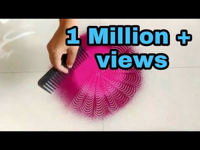 Easy daily rangoli using comb how to make rangoli design in 10 minutes by Creative Hands
