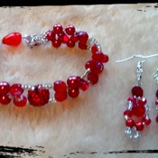 Red berry bracelet with matching earrings