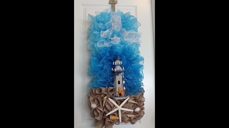 How to make a deco mesh lighthouse wreath  For your door, mailbox, centerpiece  fireplace
