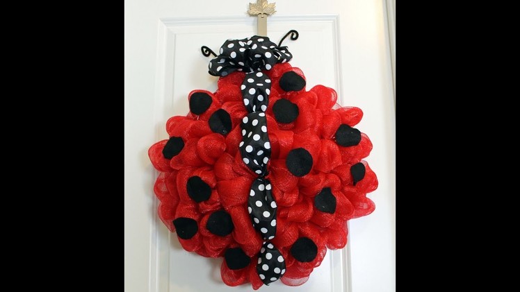 How to make a deco mesh ladybug with 21in mesh and black and white ribbon super cute
