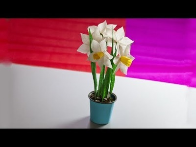 How to make a paper flower | Flower Making of Crepe Paper | Narcissus flower