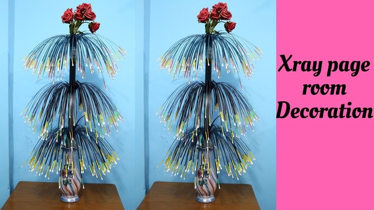 How to make flower showpiece using x ray page || Room Decoration Idea || Best out of waste