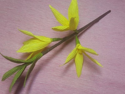 How to Make Forsythia Paper flowers - Flower Making of Crepe Paper - Paper Flower Tutorial