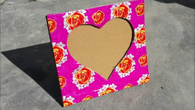 How to make heart shaped photo frame using cardboard at home