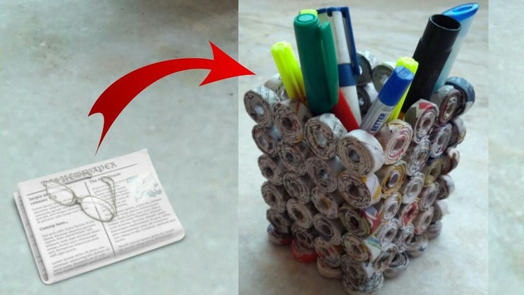 How to make news paper pen holder | HMA##067