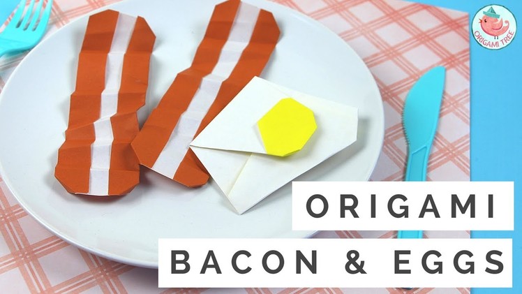 How to Make Origami Bacon & Eggs - Origami Food Tutorial - Easy Paper Crafts for Kids