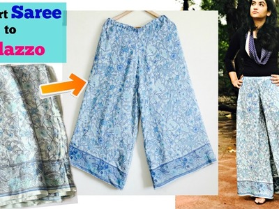 How to make Palazzo Pants from Old Saree in 15 Minutes | Reuse Old Saree | Slick and Natty