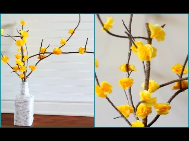 How To Make Paper Flower(Cherry Blossoms) and Vase | Best out of Waste