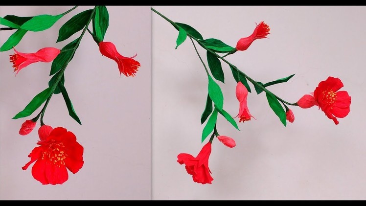 How to make Paper Flowers pomegranate \ Punica granatum ( flower # 181)