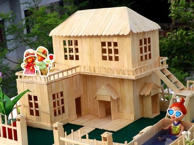 How to Make Popsicle Stick House - Popsicle Garden Villa - DIY Fairy House