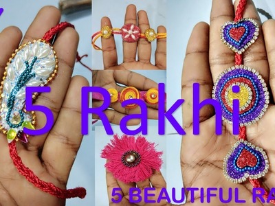 How to make rakhi || 5 beutifull rakhi making at home || silk thread rakhi making || diy craft