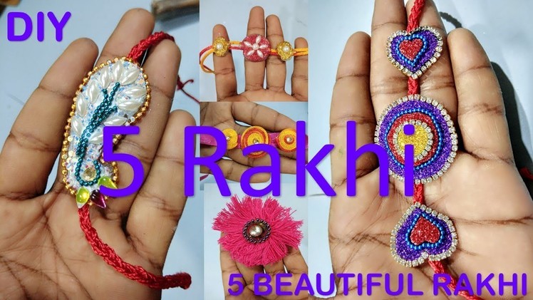 How to make rakhi || 5 beutifull rakhi making at home || silk thread rakhi making || diy craft