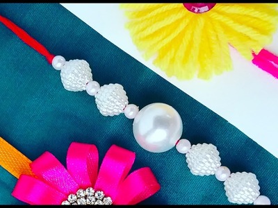 How to make Rakhi at home # 01,Rakhi making ideas at home l how to make rakhi with pearls l DIY l