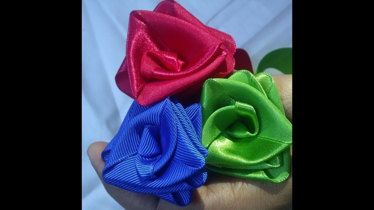 How to make satin ribbon rose very easy, DIY satin ribbon rose , DIY craft tutorials