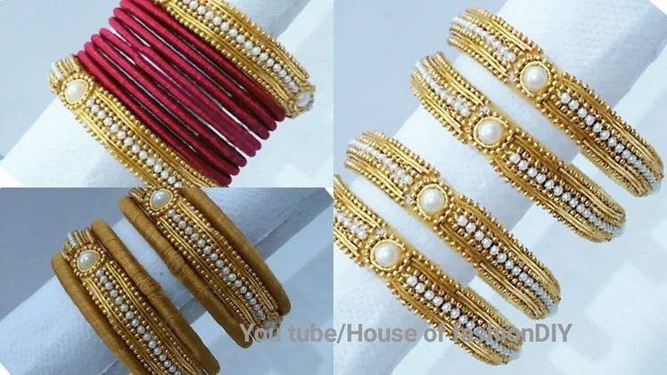 How To Make Silk thread Bangles Using Ball Chain&Zardosi At Home. 