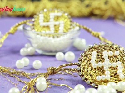 How to Make Swastik Golden Silk Thread & Beads Rakhi at Home for Raksha Bandhan
