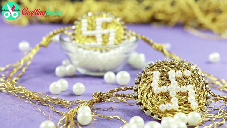 How to Make Swastik Golden Silk Thread & Beads Rakhi at Home for Raksha Bandhan