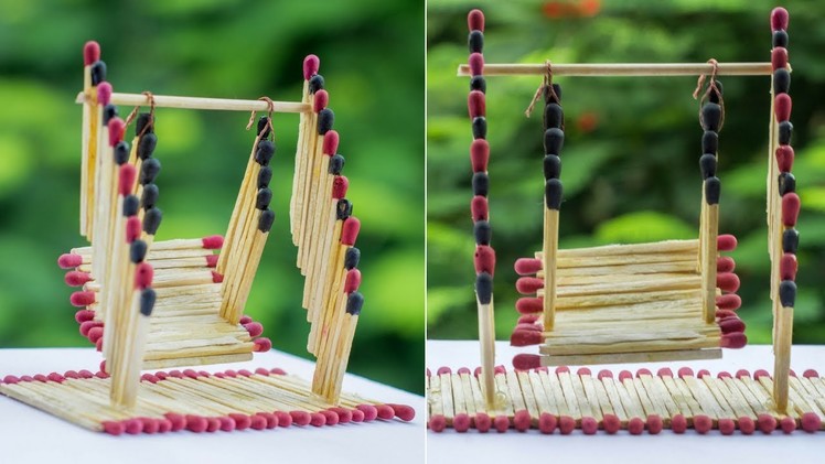 Match Stick Art:How To Make a Miniature Swing for Fairy Garden.Simple & Easy MatchStick Crafts-F8ik