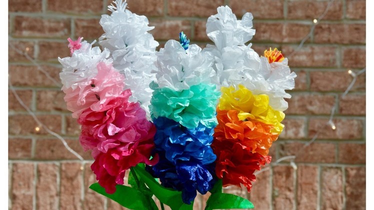 Paper flowers. Tissue paper flowers. How to make easy paper flowers.Tissue paper flowers Tutorial