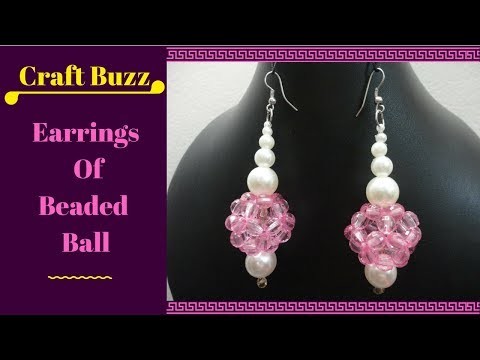 Beaded Ball Earrings. How To Make Beaded Jewelry Set  Tutorial. Handmade Project