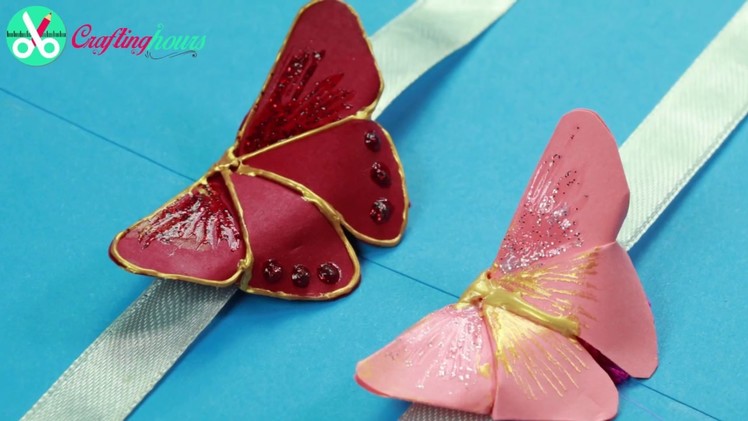Beautiful Butterfly Rakhi Making Idea with Paper Origami, How to Make Rakhi at Home