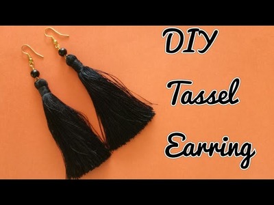 Black Tassel Earrings. How to make silk thread tassel earrings at home. DIY Earrings making video