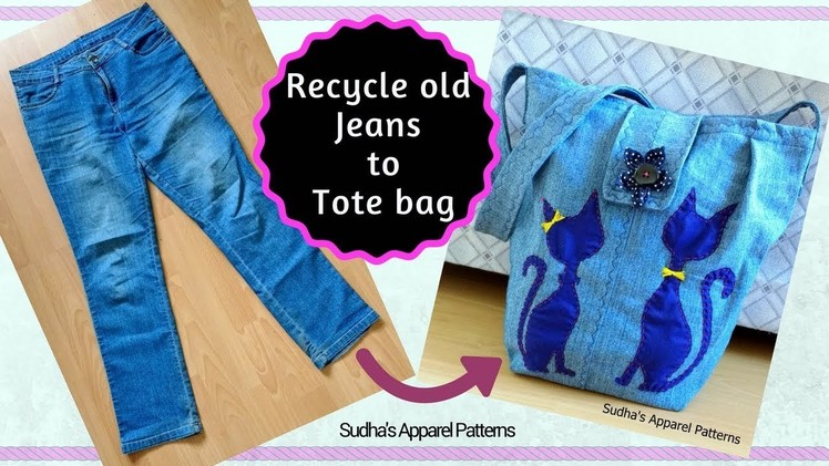 DIY Fashion Jeans Bag (recycled denim) How to make a Bag from Old Denim