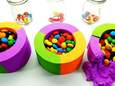 DIY How To Mmake Kinetic Sand Rainbow Cake Cup M&Ms Learn Colors Johny Johny Yes Papa Nursery Rhymes