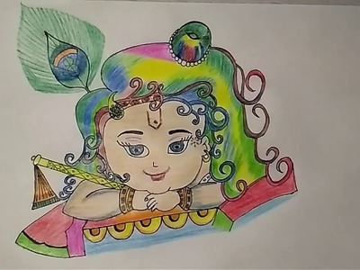 How to Draw LORD KRISHNA DRAWING for KIDS Coloring Painting || ART TUTORIAL || KARISHMA SKETCH ||