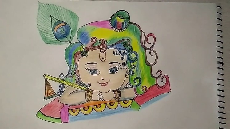 How to Draw LORD KRISHNA DRAWING for KIDS Coloring Painting || ART TUTORIAL || KARISHMA SKETCH ||